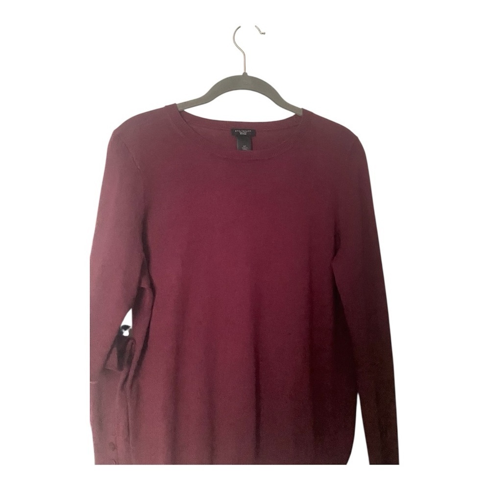 ANN TAYLOR FACTORY Burgundy Long Sleeve Sweater Sz MPetite